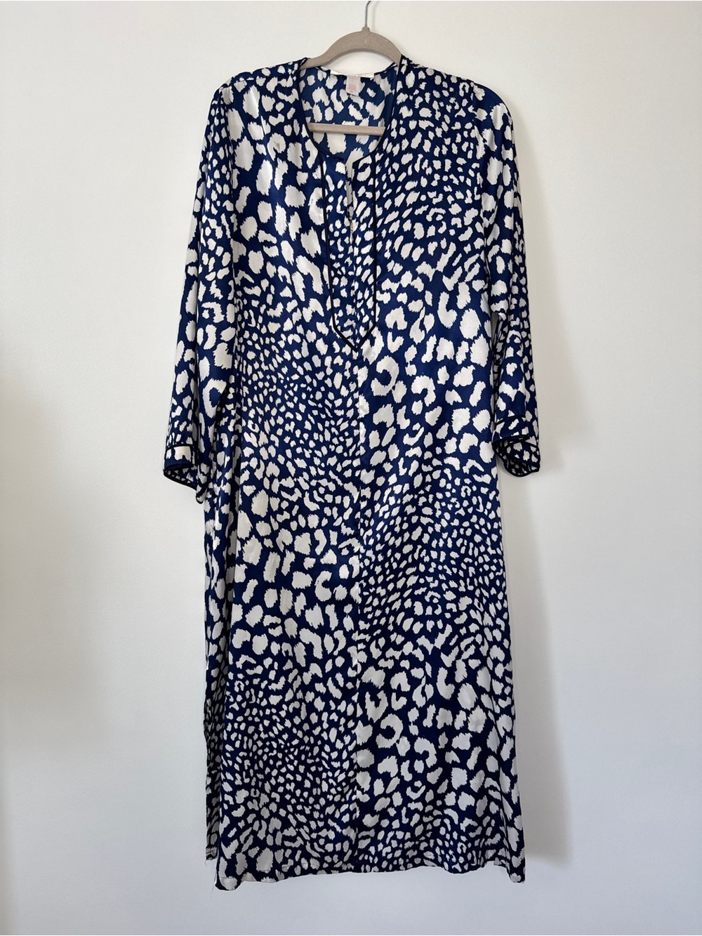 Oscar de la Renta Pink Label Animal Print Maxi Dress Zip Long Sleeve Sz XL